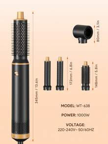 JMMO 热风卷发造型器，5合1多功能吹风梳，自动卷发器，防毛躁造型工具，适用于所有发质，快速吹干、卷发、顺滑、蓬松、直发 - 英式插头 - 英規插(220-240V) - 查看 7