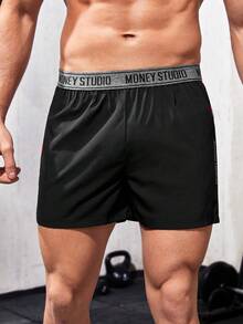 Manfinity Sport Corelite Men's Contrast Color Patchwork Letter Tape Sports Shorts