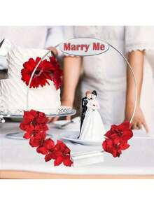 1/5/10个金属花环桌饰，银色花环带白色支架，花环编织，适用于DIY家居装饰、婚礼餐桌装饰、生日毕业礼物 - 彩色 - 查看 9