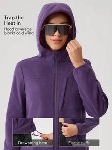 OutZeal Thermal Clothes Women Outdoor Jackets Winter Hiking Camping Fleece Lined Hooded Zip Up Outdoor Tops