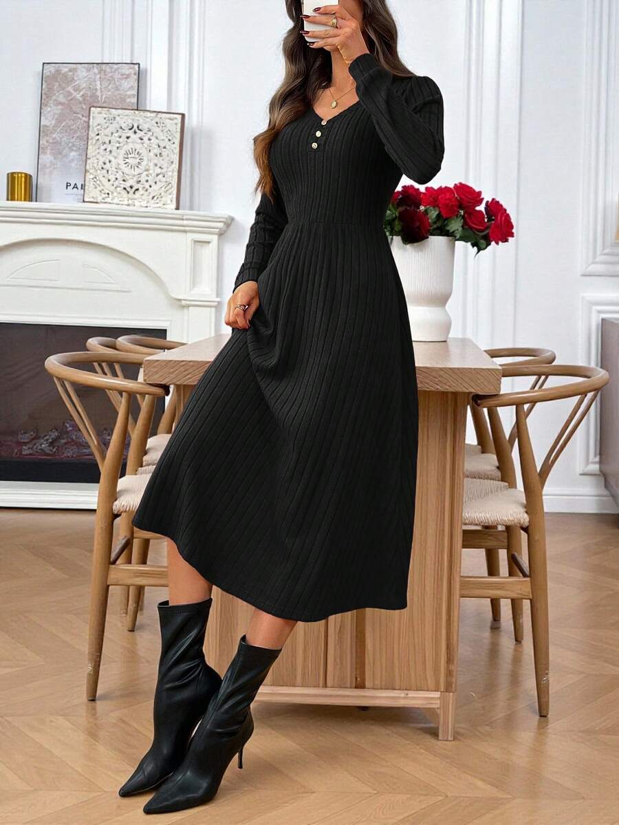 EMERY ROSE 女士优雅连衣裙 - 黑色 - 查看 1