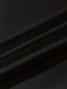 SHEIN EZwear 秋季新款宽松圆领斜肩荷叶边下摆长袖女式性感不对称肩交叉印花套头T恤 - 黑色 - 查看 5