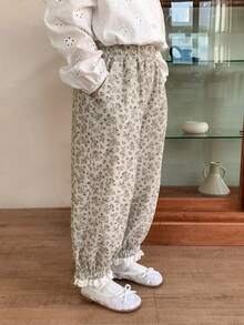 DAZY Young Girls Floral All-Over Print Versatile Korean Style Spring/Summer/Autumn Pants - Apricot - View 3