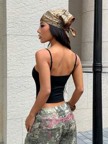 SHEIN EZwear 休闲字母爱心“I ❤ Xx”撞色吊带背心，修身夏季女式背心，适合情人节穿着