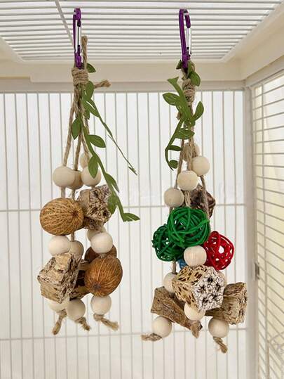 1个/2个/3个装鸟类啃咬咀嚼棒玩具，娱乐益智，适合鸟笼装饰，款式和颜色多样，随机混装