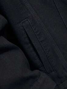 Manfinity Homme 加大码男士休闲水洗牛仔夹克 - 黑色 - 查看 5