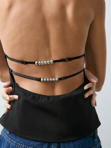 Maija 女士时尚性感露背吊带背心 - 黑色 - 查看 8