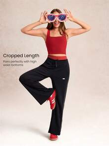 GLOWMODE FeatherFit™ Active Ambition Smörmjuk Fyrkantig Halsringning Vriden Öppen Rygg Avtagbara Kupor Crop Active Linne Låg Impact Yogastudio Dagligt Bruk - Röd - Visa 2