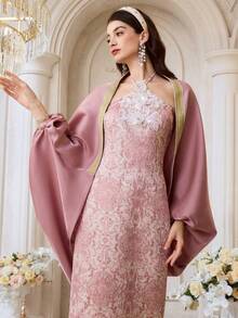 Al Najma Đầm Ả Rập sang trọng, thanh lịch, tay phồng, kiểu khăn choàng cổ yếm dành cho nữ, thích hợp dự tiệc. - Nhiều màu - Xem 2