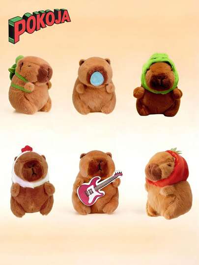 POKOJA LAND - BESTSELLERS 可爱的水豚钥匙扣吊坠，生动的眼睛和毛茸茸的耳朵，耐用的背包配件，适合日常使用的背包和吊坠，动物爱好者的生日派对礼物。