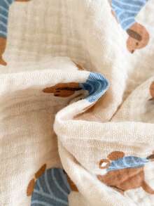 SHEIN Vintaside Kids Baby Boy Short Sleeve Textured Fabric Sausage Dog Graphic Casual T-Shirt Set - Apricot - View 8