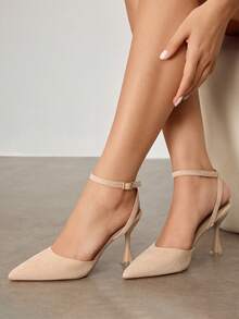 CUCCOO SZL 女士优雅尖头高跟鞋，简约设计，通勤必备 - 杏色 - 查看 9