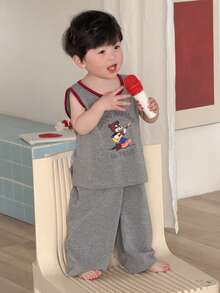 DAZY 男童卡通印花圆领背心和裤子两件套睡衣