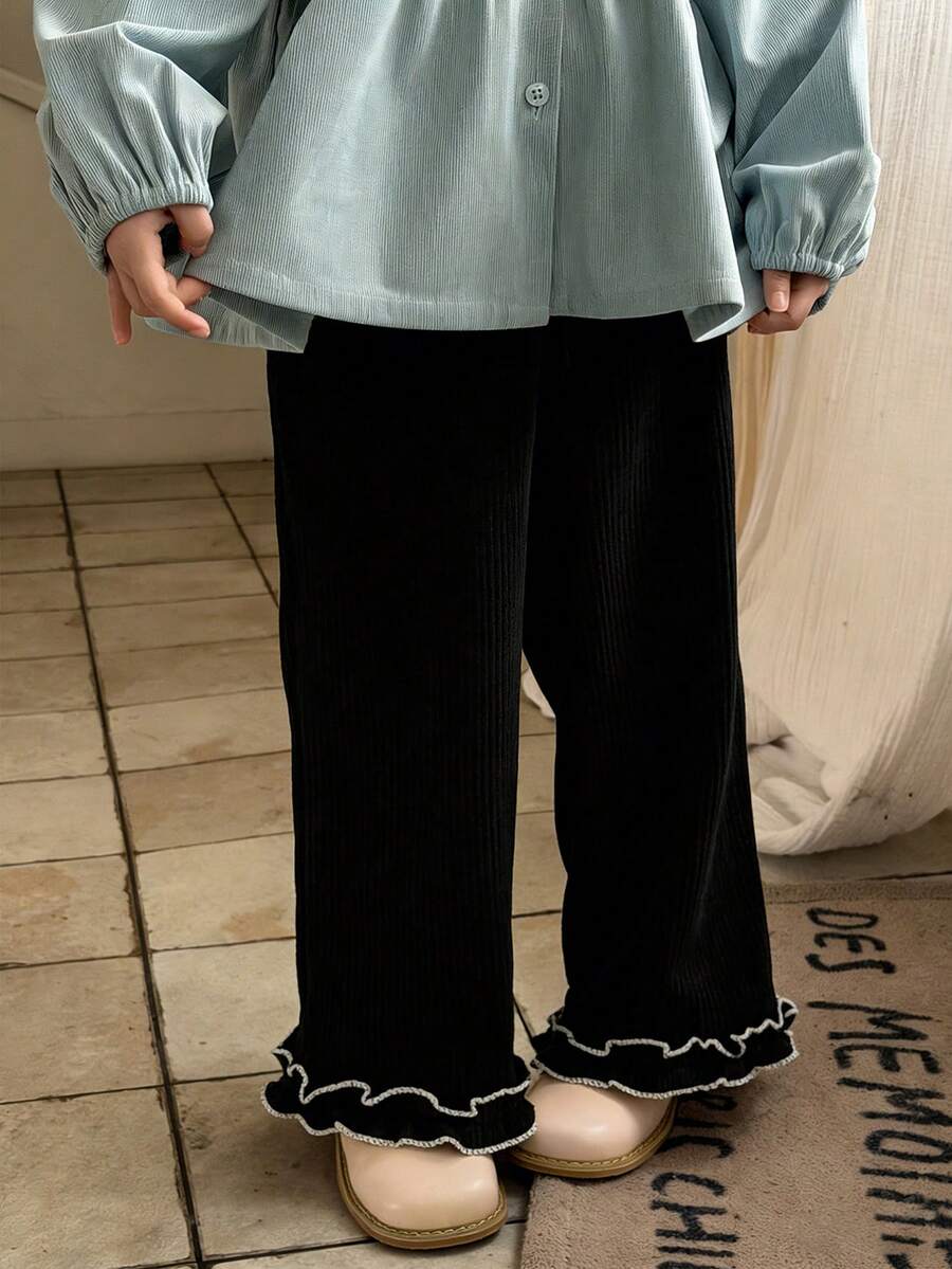 DAZY Young Girls Casual Flare Ruffle Hem Pants