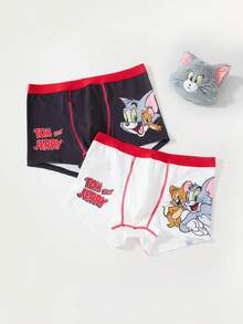 TOM & JERRY X SHEIN 2pcs/Set Men's Comfortable Cute Cartoon Pattern Trunks