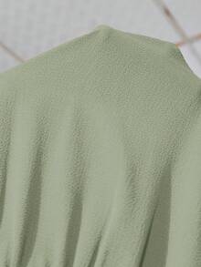 SHEIN Clasi Women's Elegant Round Neck Jumpsuit With Waist Belt And Wide Leg - Mint Green - View 7