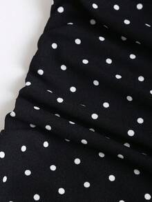 Sweetra Đầm ngắn dáng chữ A chấm bi ngọt ngào kiểu cổ điển, thắt eo, thích hợp cho nữ, có dây buộc vai, phù hợp cho mùa xuân/hè. - màu đen - Xem 5