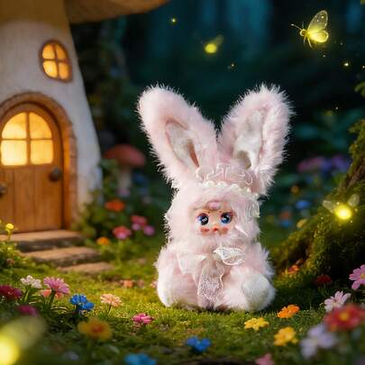 POKOJA LAND 盲盒（非毛绒填充），童话城堡兔子装扮盲盒人偶 - 共8款（6款常规款+2款隐藏款），ABS材质收藏玩具，饰有蕾丝蝴蝶结和珍珠，是馈赠亲友的贴心礼物，也是摆放在书架/桌面上的独特装饰品，是人偶收藏家和城堡爱好者的梦幻主题角色套装。