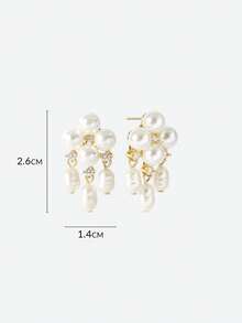 Opalesca Bông tai thanh lịch mạ vàng 18K đính đá Zirconia hình hoa và ngọc trai tự nhiên. - trắng - Xem 6