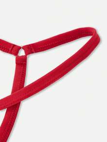 Men's Metallic Fabric Patchwork Sexy Thong Underwear - Red - View 5