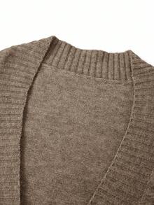 Ellevyn 女士纯色长袖系带针织开衫（秋冬季款） - 摩卡棕 - 查看 4