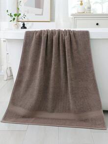 1件/2件装（毛巾+洗衣巾），条纹设计，厚实，吸水性强，柔软亲肤，可用作面巾和室内浴室浴巾 - 棕色 - 查看 2