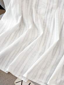 GlowEve CURVE Plus Size Women Solid Color Frill Trim Round Neck Casual Blouse - White - View 8