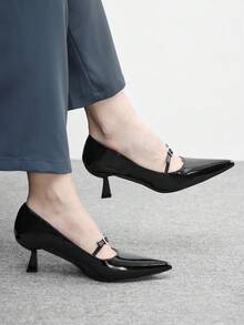 CUCCOO BIZCHIC Women's Pointed Toe Buckle Design Fashionable High Heels, Versatile For Daily Wear