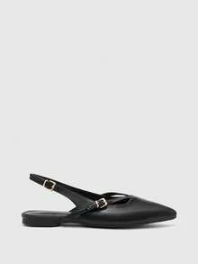 CUCCOO BIZCHIC Women's Pointed Toe Buckle Design Casual Slip-On Loafers - Black - View 9