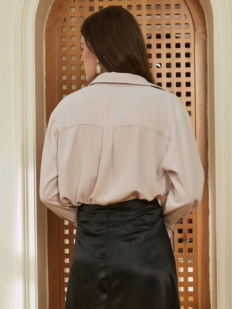 Women's Solid Color Long Sleeve Casual Commuter Blouse Business Casual Woman