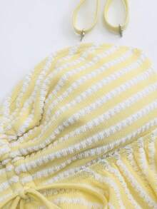 Sweetra Bộ đồ bơi cỡ lớn, áo bơi chất liệu đặc biệt có dây rút, bộ đồ bơi 2 mảnh ngọt ngào dành cho nữ. - Màu vàng - Xem 3