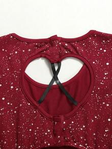 少女休闲运动长袖连体衣 - 酒紅色 - 查看 3