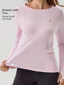 OutZeal 女士保暖户外T恤 粉色 日常休闲 保暖内衬 柔软舒适 长袖 圆领 侧袋 - 粉色 - 查看 3