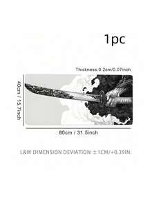 1pc Extra Large Samurai Sword Non-Slip Mouse Pad, Washable Gaming Desk Mat, Big Size Keyboard Pad, Gift Mouse Pad, Desk Protector, Study Pad, Multiple Sizes Available, Laptop Pad Back To School Gaming Mouse Pad Desk Accessories Office Supplies Office Office Desk Accessories Mousepad Mouse Pad For Desk - Katana - View 7