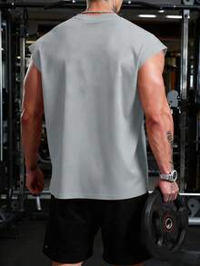 GymBeat Men's Thorn Print Casual Sports Tank Top Sleeveless Workout Shirts Men's Muscle Shirt Men Gym Tank Top Sleeveless Graphic Tee Men S Activewear - Light Grey - View 2