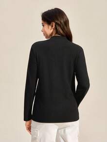 Exploreva 260g Soft Fleece Casual Solid Color Sweatshirt For Women - Black - View 2