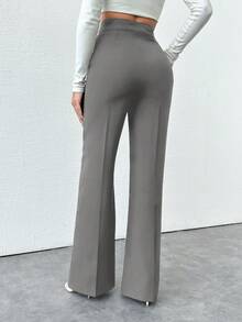 EURMUSE Pantalon de poche de petite taille pour femme, pantalon de costume d'affaires - Gris pâle - Voir 2