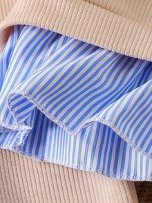 Souflis Souflis Charming Toddler Girl Apricot Two Piece Set Round Neck Ruffle Top Long Sleeve And Pants With Flower Detail For Spring - Apricot - View 3