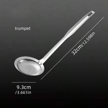 1pc New Stainless Steel Spoon For Kitchen Frying And Frothing, Hot Pot Oil Filter Mesh, Oil Scoop Filter Mesh, Suitable For Kitchen Use - Silver - View 6