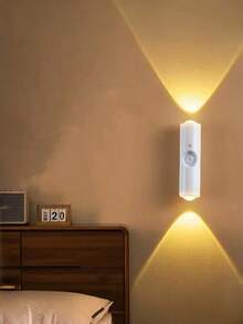 Smart Motion Sensor Night Light USB Rechargeable LED Sticky Hook Lamp Dual Side Lighting Auto On Off Dimmable For Indoor Outdoor Hallway Stairs Bedroom Wall Door Closet Battery Powered Portable Home Security Light - Multicolor - View 2