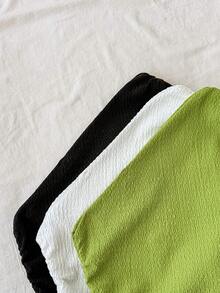 3件套少女度假休闲不对称下摆背心和吊带衫，夏季日常假日穿搭，返校季，下午茶 - 彩色 - 查看 3