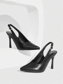 CUCCOO SZL Sandales à talons hauts ouverts élégantes et avec motif gaufré pour femmes - Noir - Voir 2
