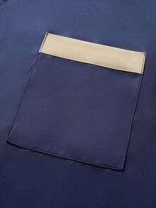 Manfinity Homme Men's Contrast Color Mandarin Collar Short Sleeve Front Button Casual Chef Shirt, Summer Short Sleeve Dress Shirts Chef Jacket Men,Mens Women Unisex Work Wear Bakery Uniforms Lace-Up Hotel Chef Kitchen