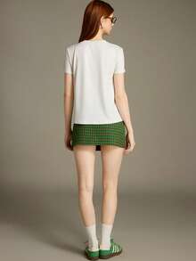 Elnivra Preppy Style Y2K Women's Satin Tie Decor Design Commute Short Sleeve White T-Shirt Spring/Summer For Valentine's Day