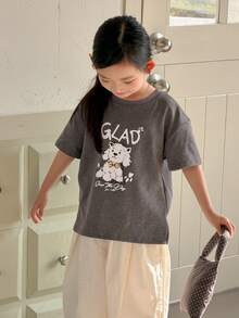 DAZY Toddler Girls' Cartoon Print Casual Street Style Short Sleeve T-Shirt - Grey - View 3