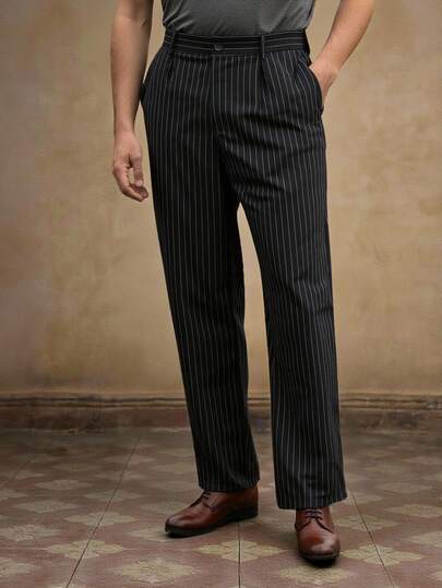 HIMLAND Męskie spodnie garniturowe w stylu casual z nadrukiem