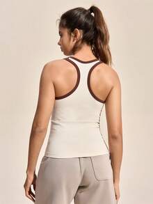 Exploreva Women's Summer Casual Sports Outdoor Contrast Binding Racerback Fitted Tank Top