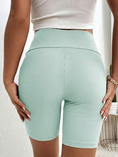 Glamine Women's Solid Color High Waist Ribbed Casual Versatile Leggings 2 Piece Sets Woman Pants Cute Bottoms For Women Bottoms For Women Summer Ribbed Shorts