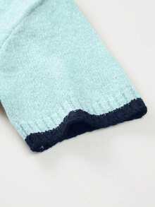 SHEIN Franclia Áo kiểu dệt kim phối màu tương phản, phong cách thường ngày, cá tính, dành cho nữ, thích hợp cho mùa hè. - Màu xanh nhạt - Xem 5