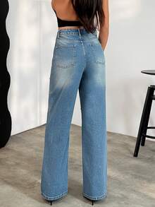 EURMUSE Quần jeans nữ 100% cotton với chi tiết đính đá. - Rửa trung bình - Xem 2